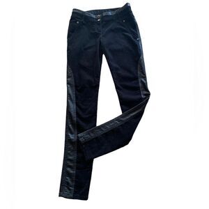 Mastina Women’s Size 6/S Black Skinny Leg Snake Print Trim Corduroy Pants